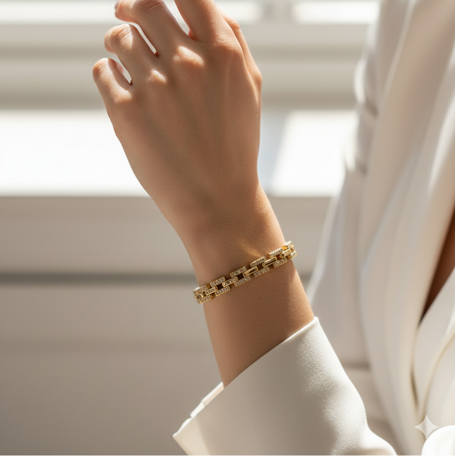 Armband mit 14K-Vergoldung und Zirkonia