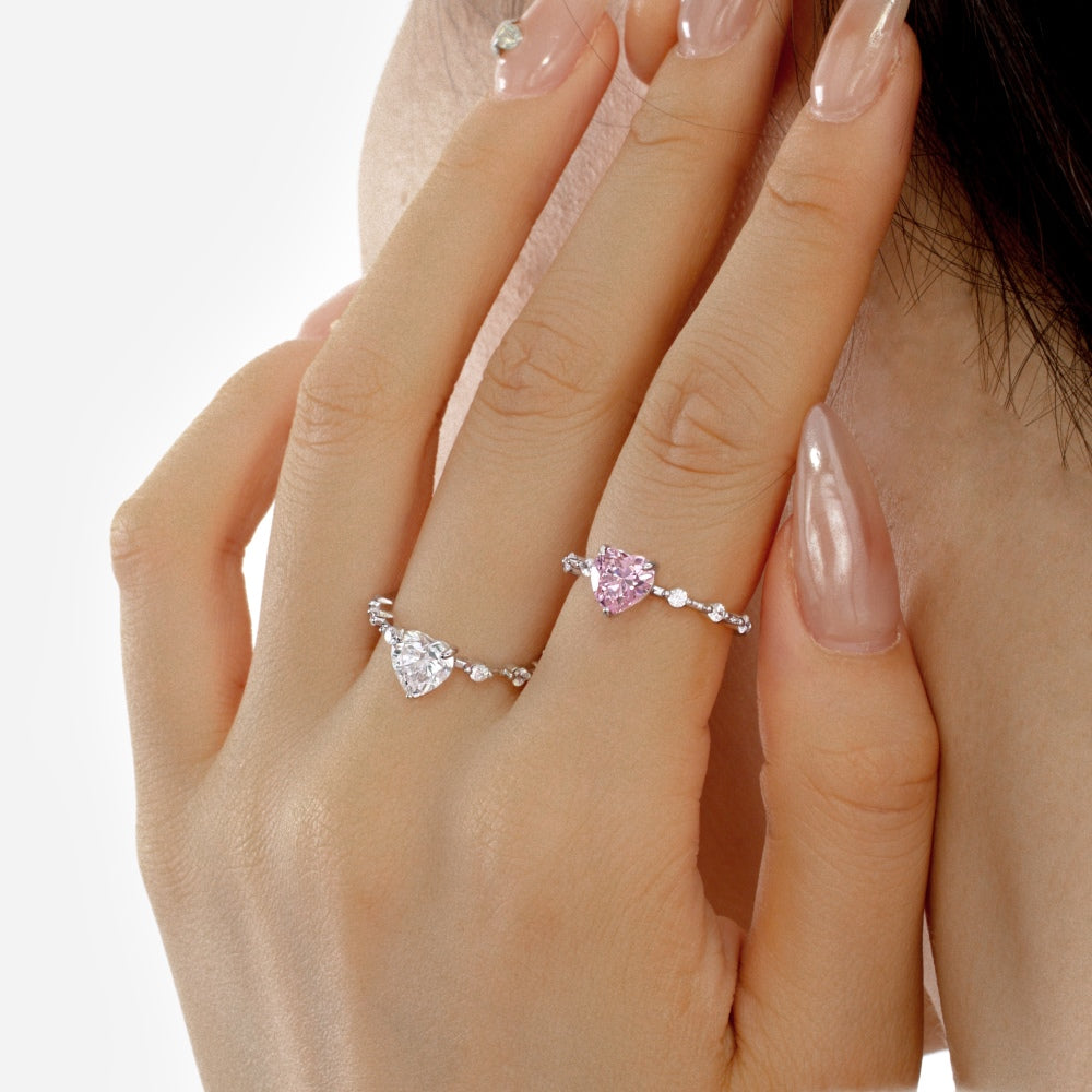 Heart-Shaped Silver Zirconia Ring