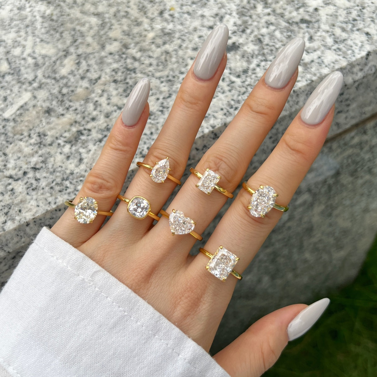 18K Altın Kaplama Gümüş Oval Tektaş Yüzük