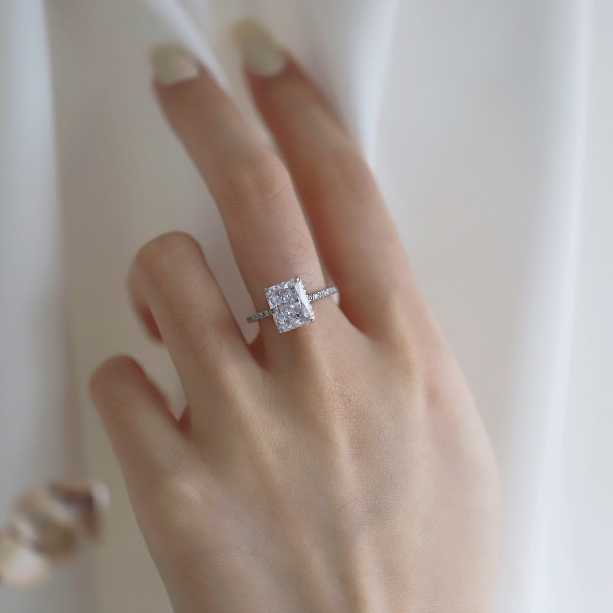 Single Stone Baguette Silver Ring