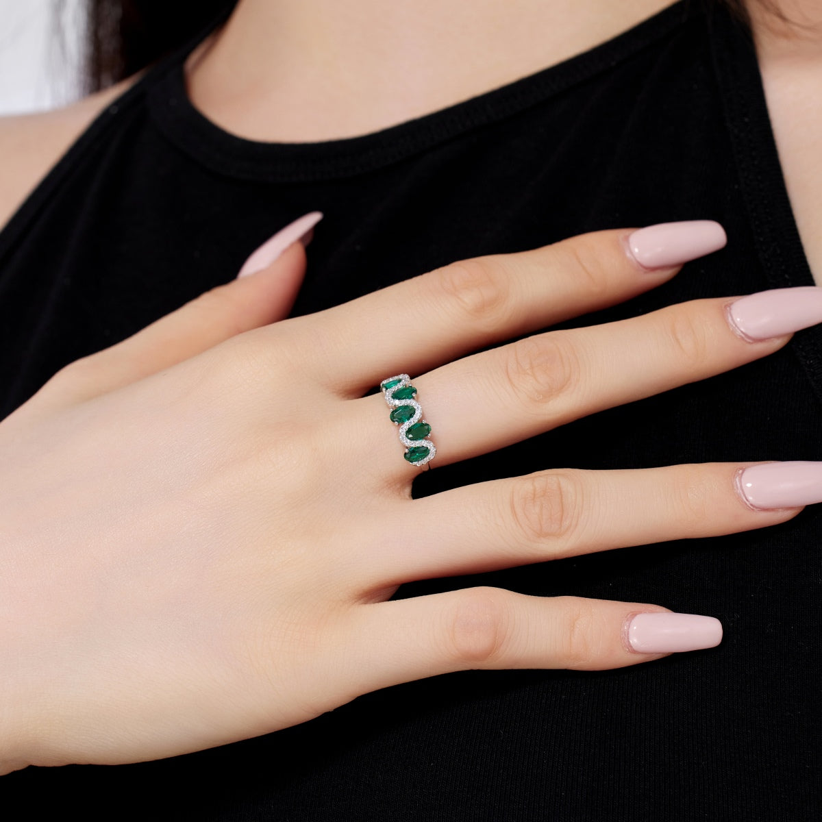 Silver Rings with Green Stones