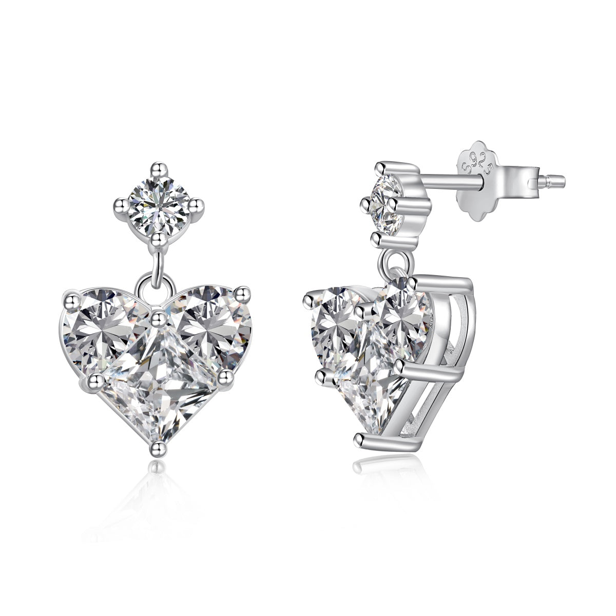 Heart Zirconia in Enhanced Silver Earrings