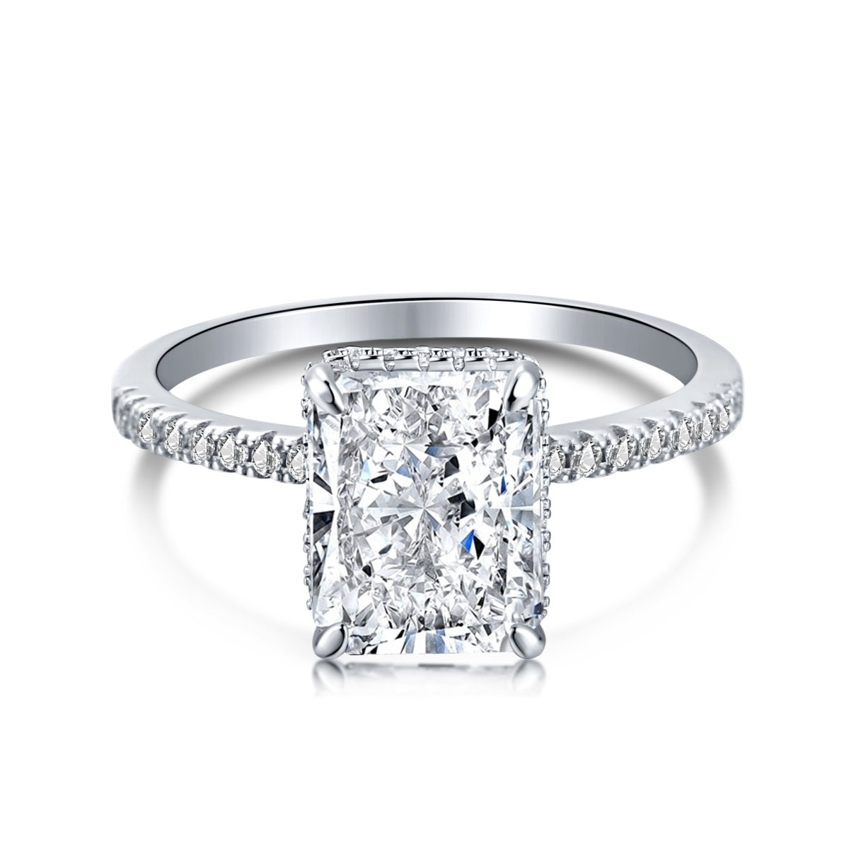 Single Stone Baguette Silver Ring