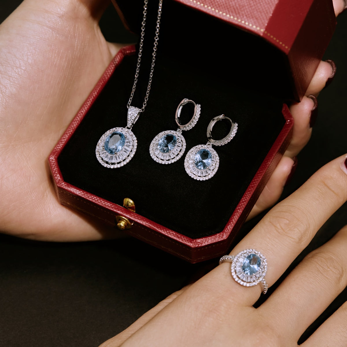 "Crystal Clear Blue: Zirconia Earrings in Sterling Silver"