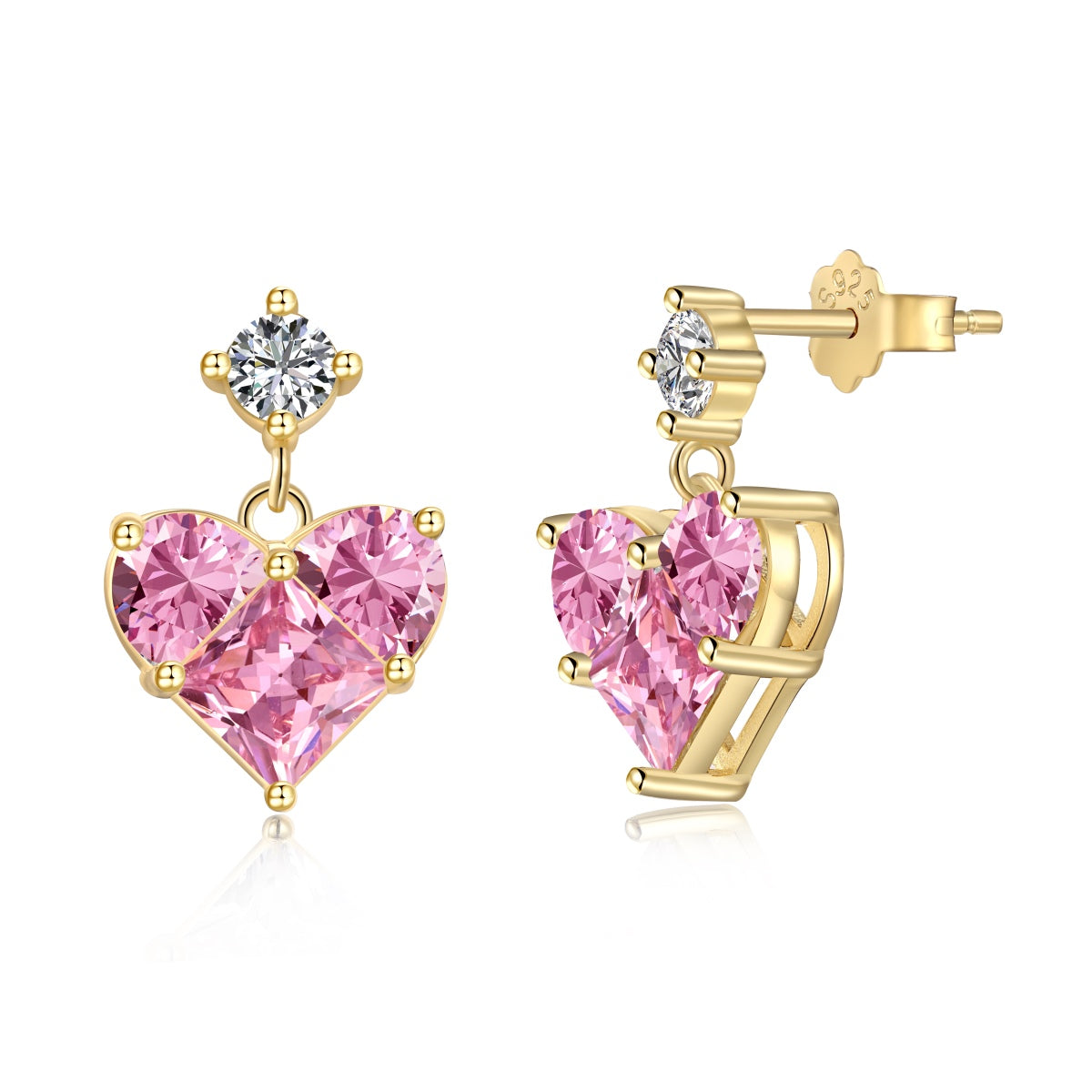 Gold-Plated Silver Earrings with Heart