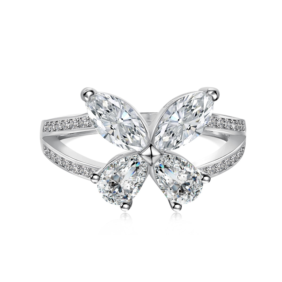 925 Sterling Silver Zirconia Flower Ring