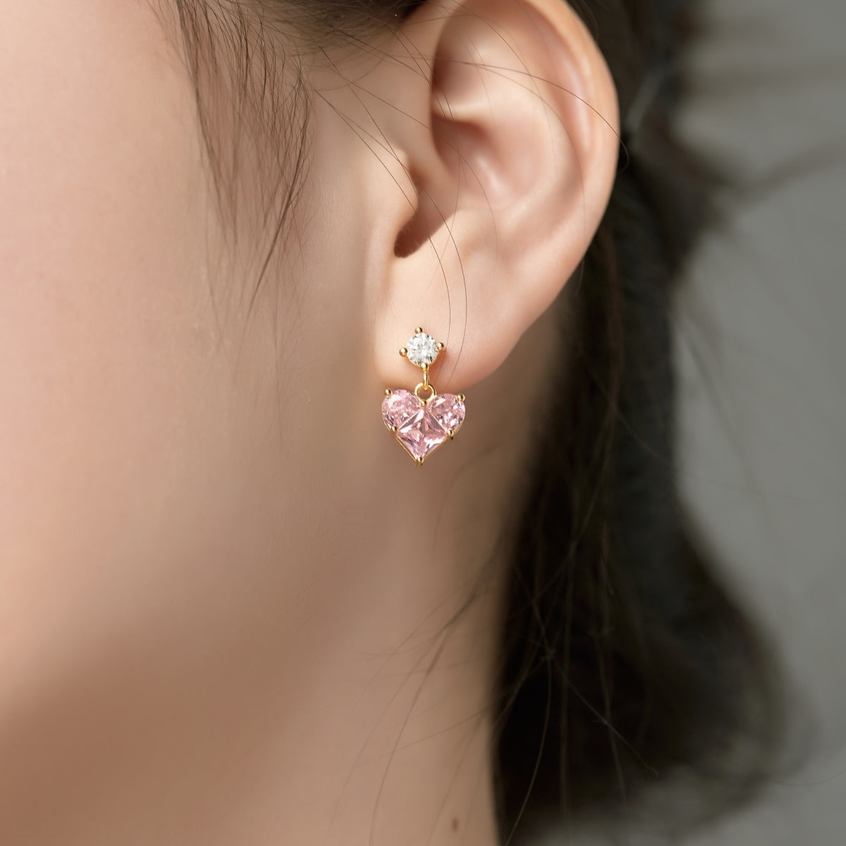 Gold-Plated Silver Earrings with Heart