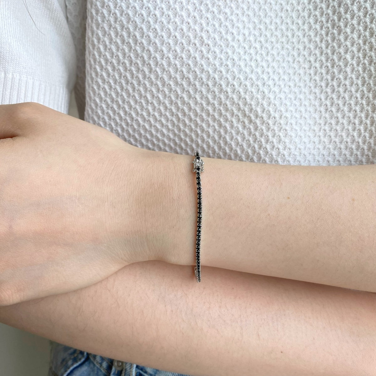 Silver Bracelet with Black Zirconia Stone