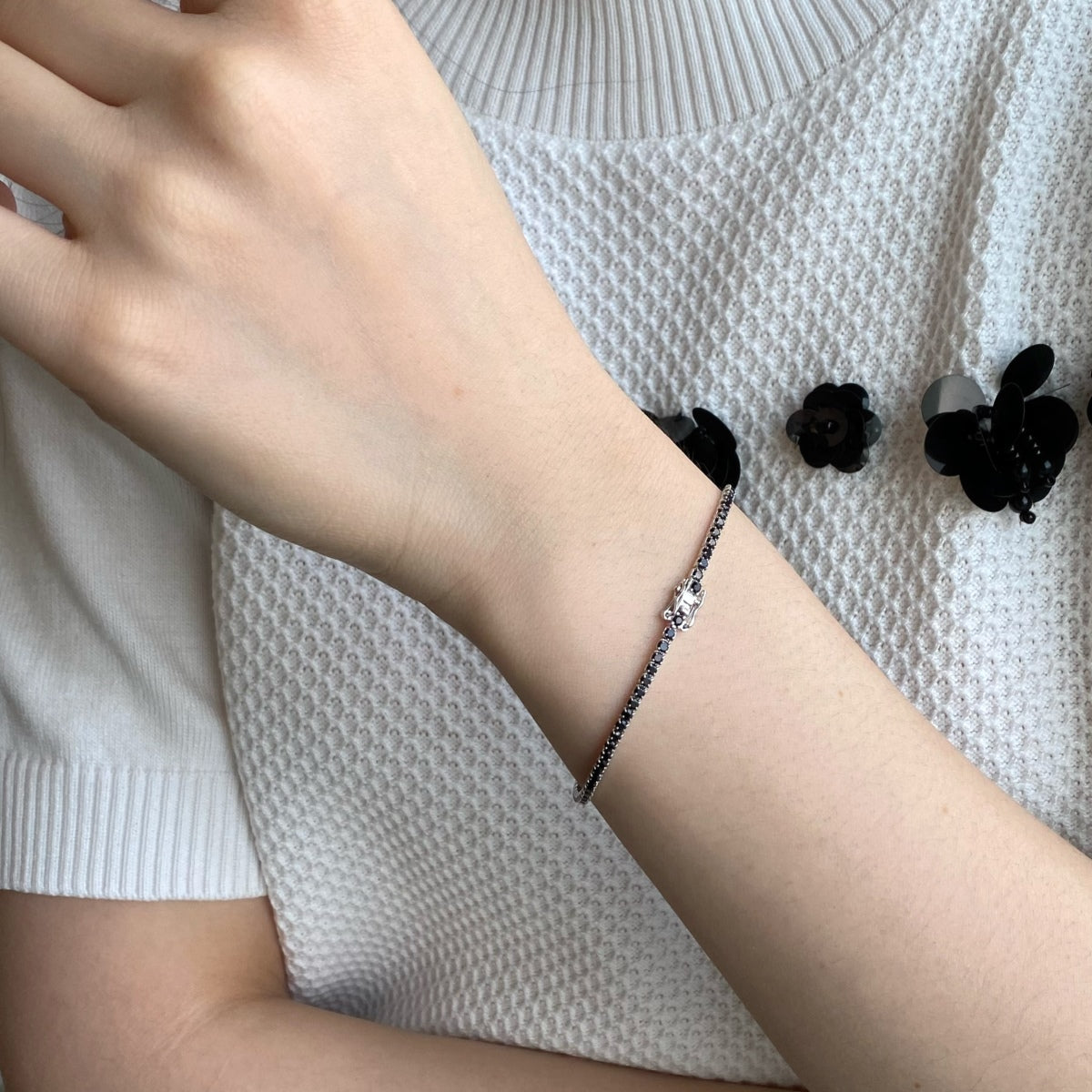 Silver Bracelet with Green Zirconia Stone