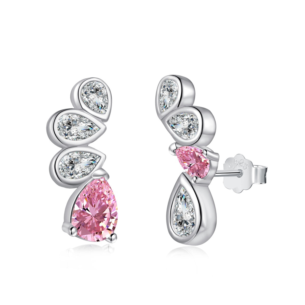 "Blushing Beauty: Pink Zirconia Silver Earrings