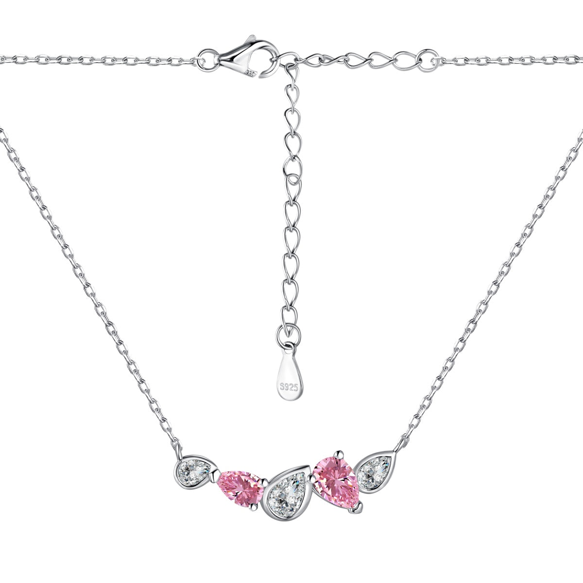 "Sweet Serenade: Silver Necklace Featuring a Pink Zirconia"