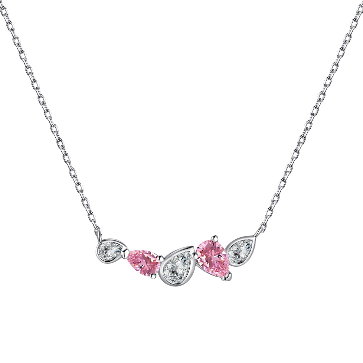 "Sweet Serenade: Silver Necklace Featuring a Pink Zirconia"