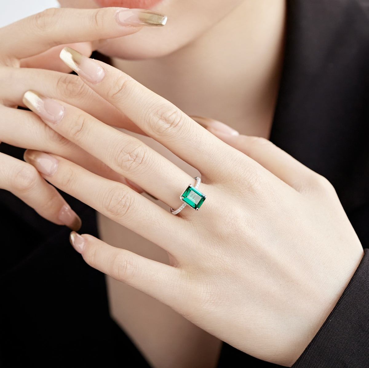 Silver Solitaire with Green Zirconia