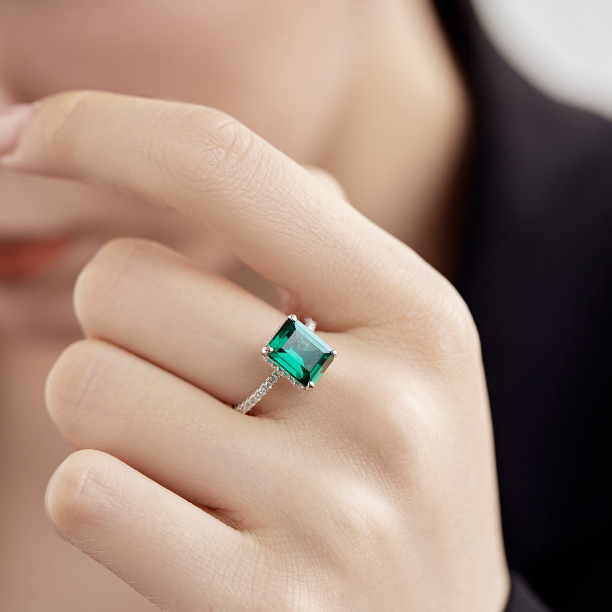 Silver Solitaire with Green Zirconia