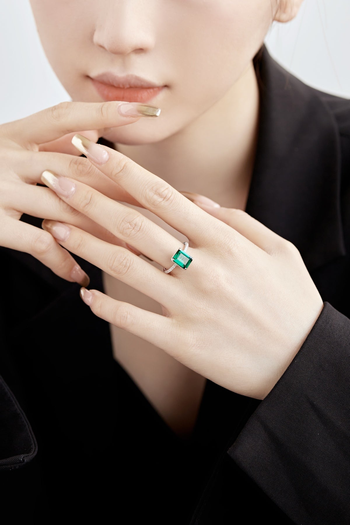 Silver Solitaire with Green Zirconia