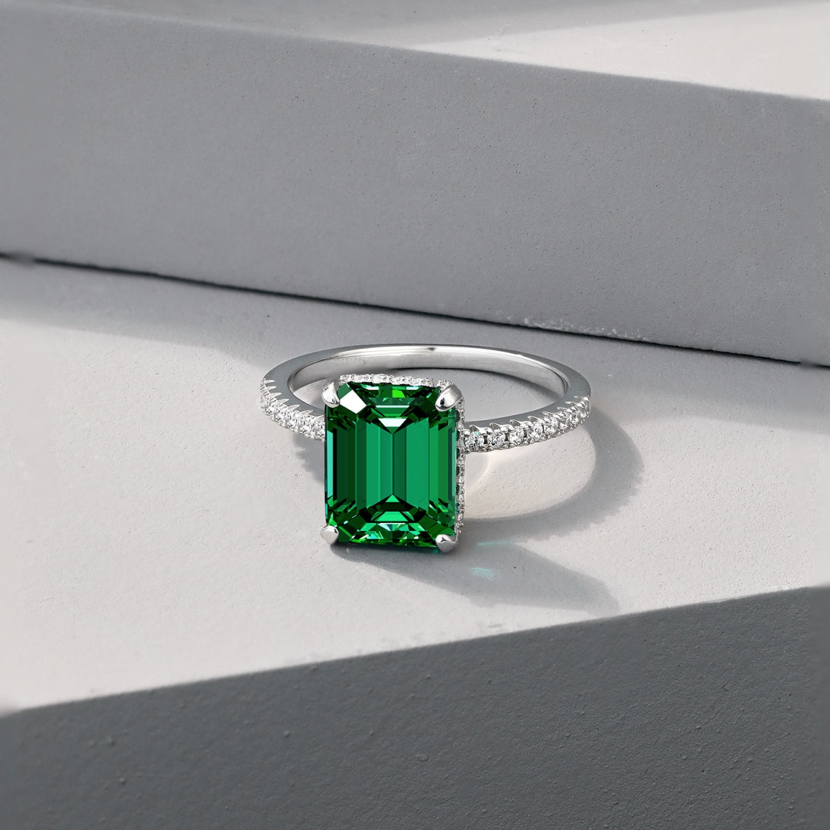 Silver Solitaire with Green Zirconia