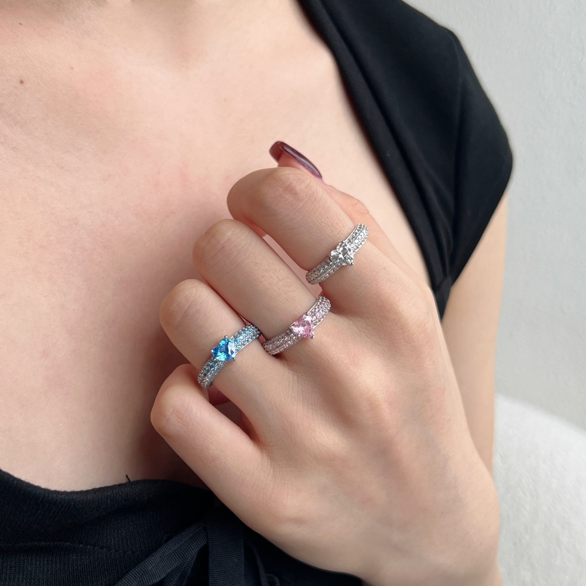 Silver Heart Zirconia Affection Ring