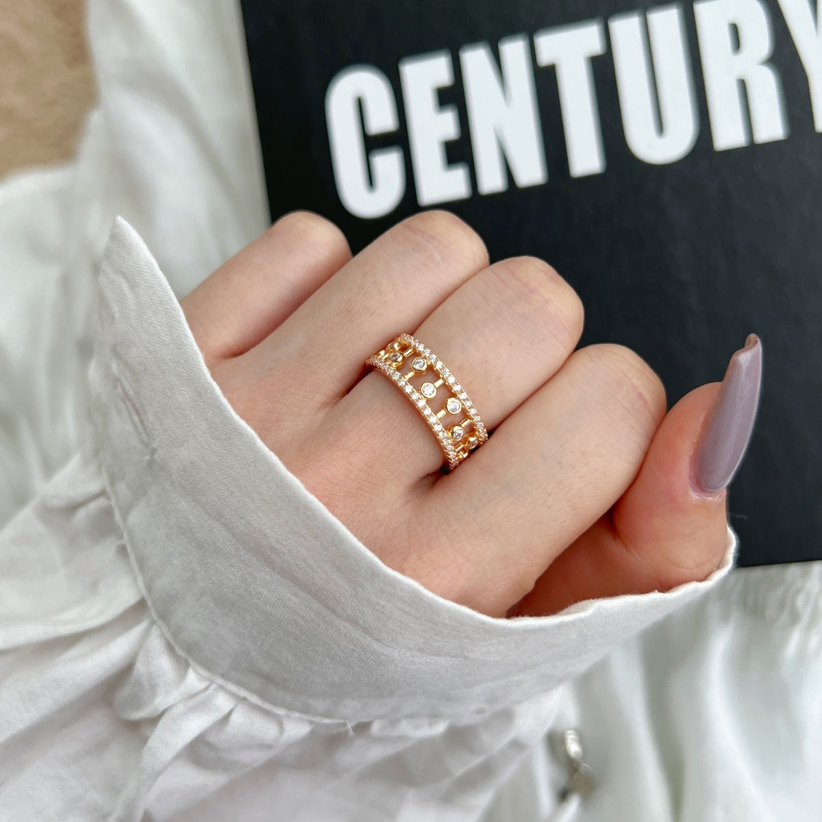 "Gold-Plated Zirconia Elegance Ring"