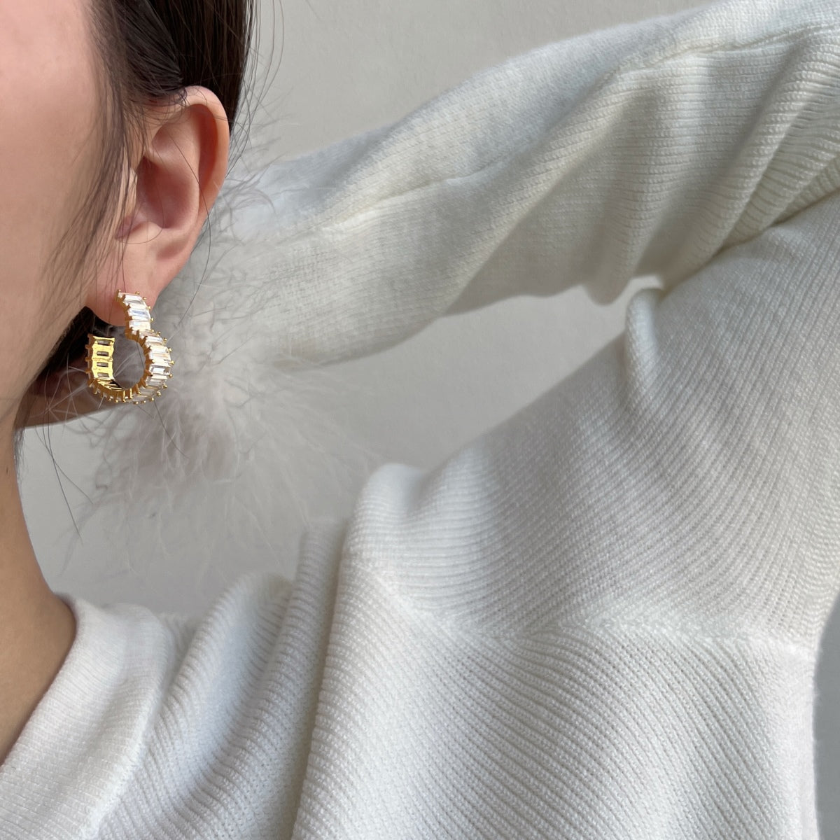Luxurious Zirconia Hoop Earrings on Gold-Plated Silver