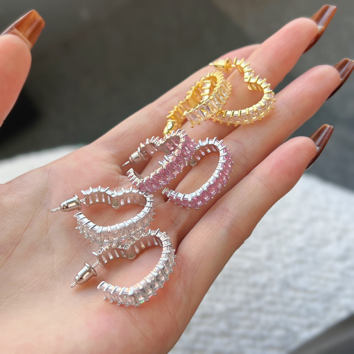 Zirconia-Accented Hoop Earrings