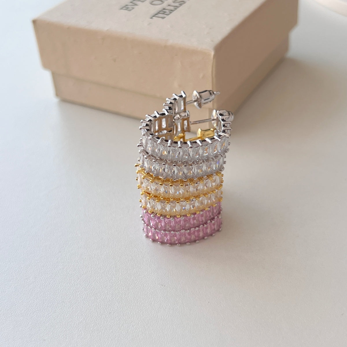 Luxurious Zirconia Hoop Earrings on Gold-Plated Silver