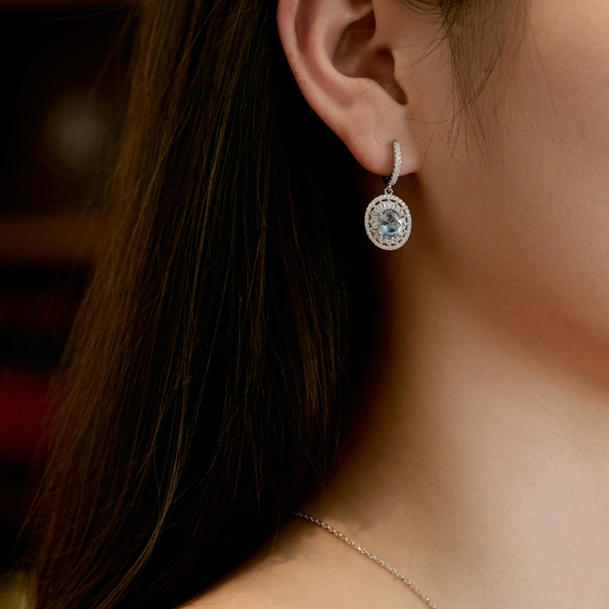 "Crystal Clear Blue: Zirconia Earrings in Sterling Silver"