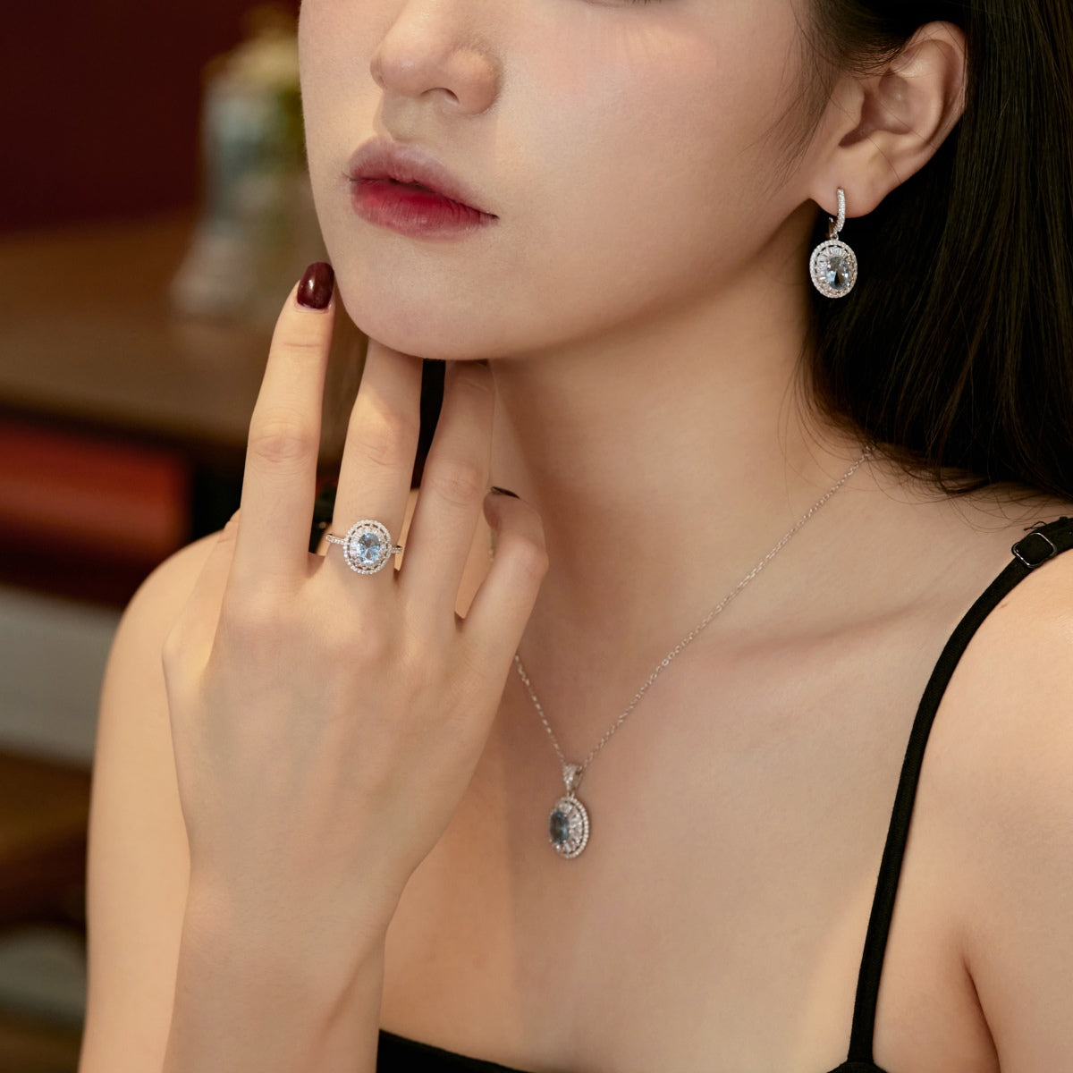 "Crystal Clear Blue: Zirconia Earrings in Sterling Silver"
