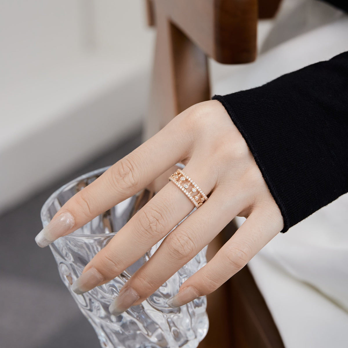 "Gold-Plated Zirconia Elegance Ring"