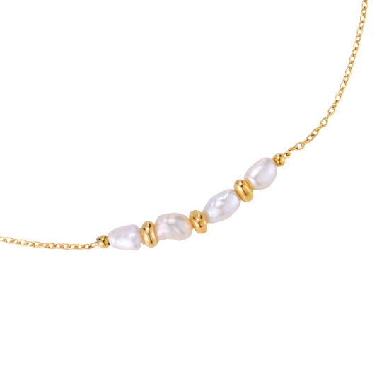 Perlen Gold Eselstahl Halskette