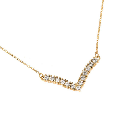 Diamond V Necklace in Gold