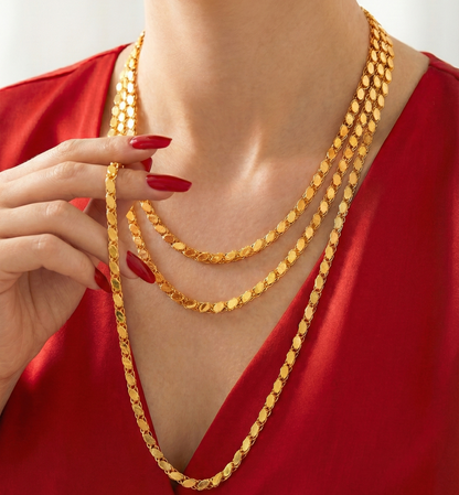 22 Ayar Altın Kaplama Pullu Zincir