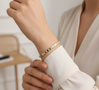 Cube Crystal Steel Bangle