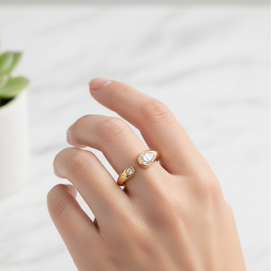 Towards Diamond Open Cuff Ring