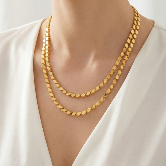 22 Ayar Altın Kaplama Pullu Zincir