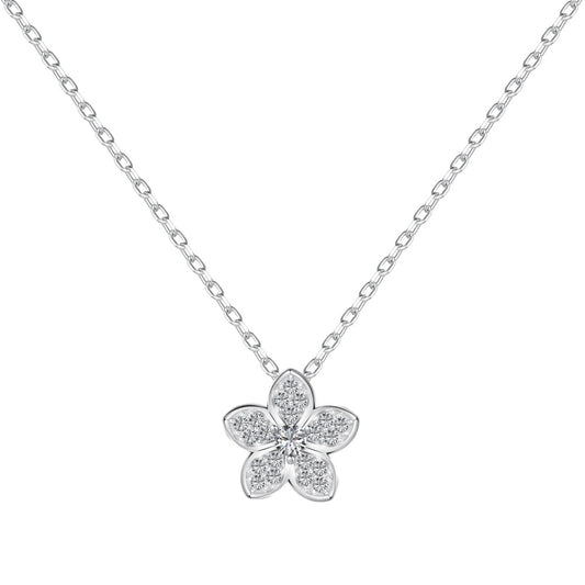 „Silberne Blumen-Zirkonia-Halskette“