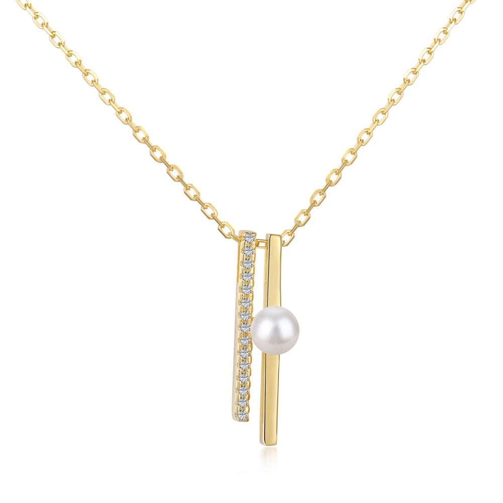 "Luminous Allure: Sterling Silver Pearl Necklace"