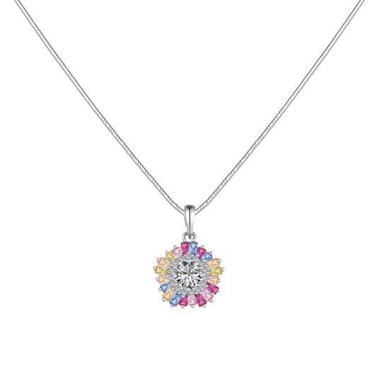 "Floral Elegance: 925K Silver Necklace with Zirconia Flower Pendant"