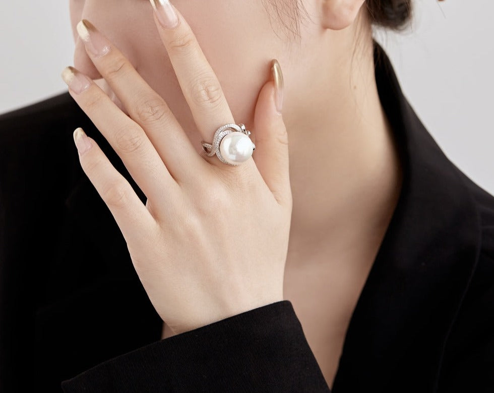 Shell Pearl Silver Ring
