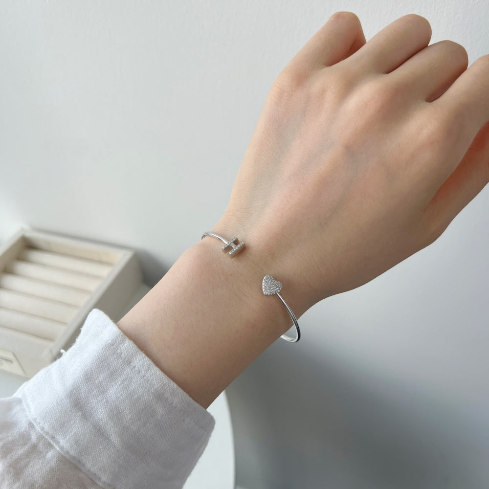 925 Silver Bangle Letter