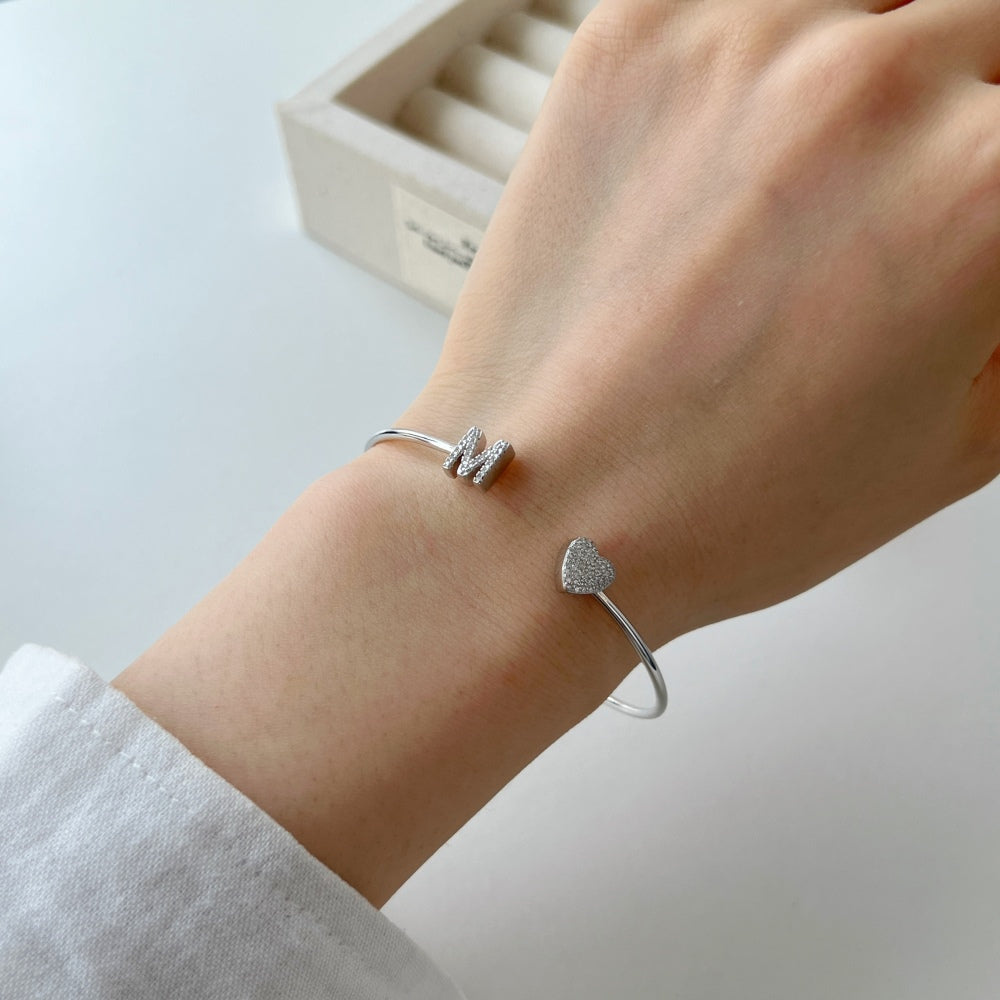 925 Silver Bangle Letter