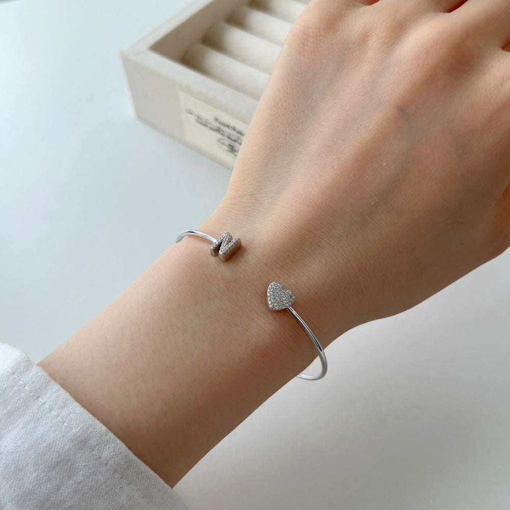 925 Silver Bangle Letter