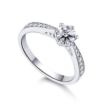 Silberring mit diamantgeschliffenem Zirkonia – Geburtsstein für April