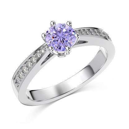 Lavendel-Amethyst-Silberring - Geburtsstein für Juni