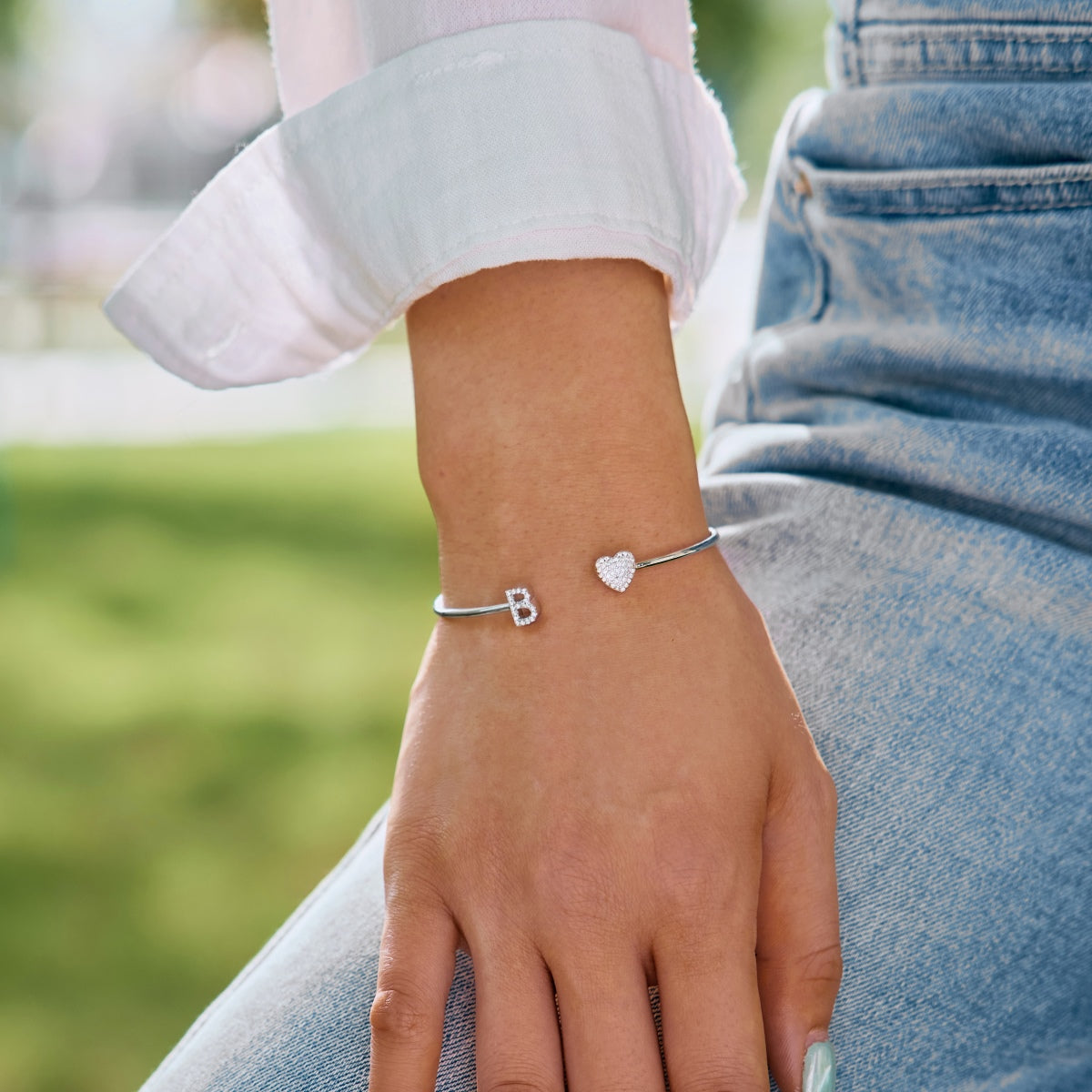 925 Silver Bangle Letter