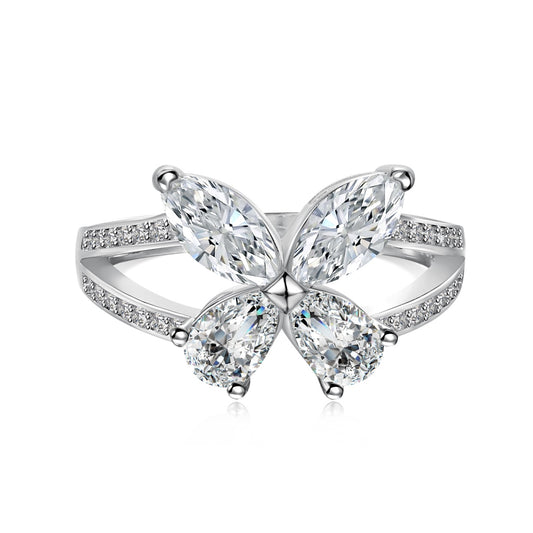 925 Sterling Silver Zirconia Flower Ring