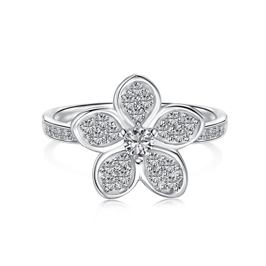 925 Sterling Silver Zirconia Flower Ring