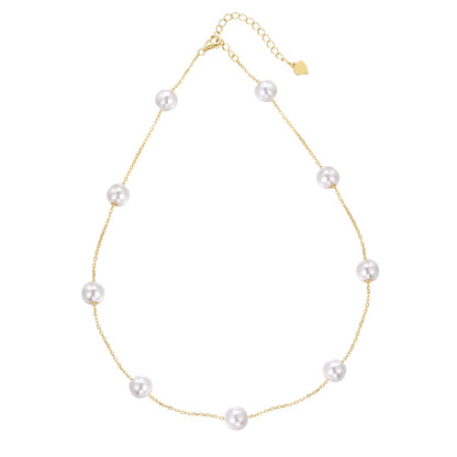 "Chic Fusion: 18K Gold-Plated Silver Chain and Pearls Ensemble"