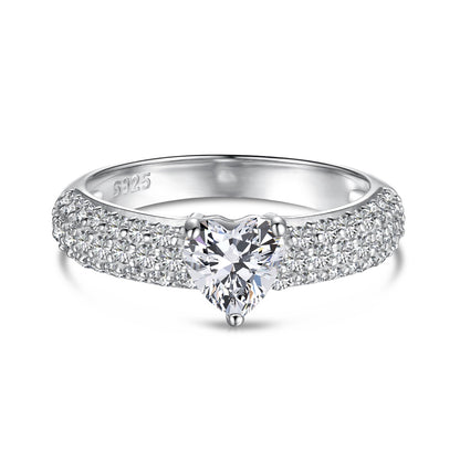 Silver Heart Zirconia Ring