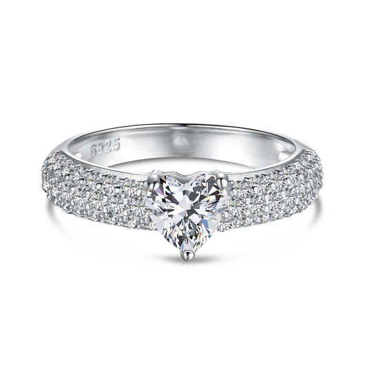 Silver Heart Zirconia Ring