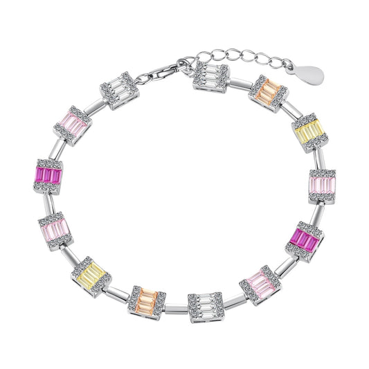 Zirconia Cube  on Silver Bracelet